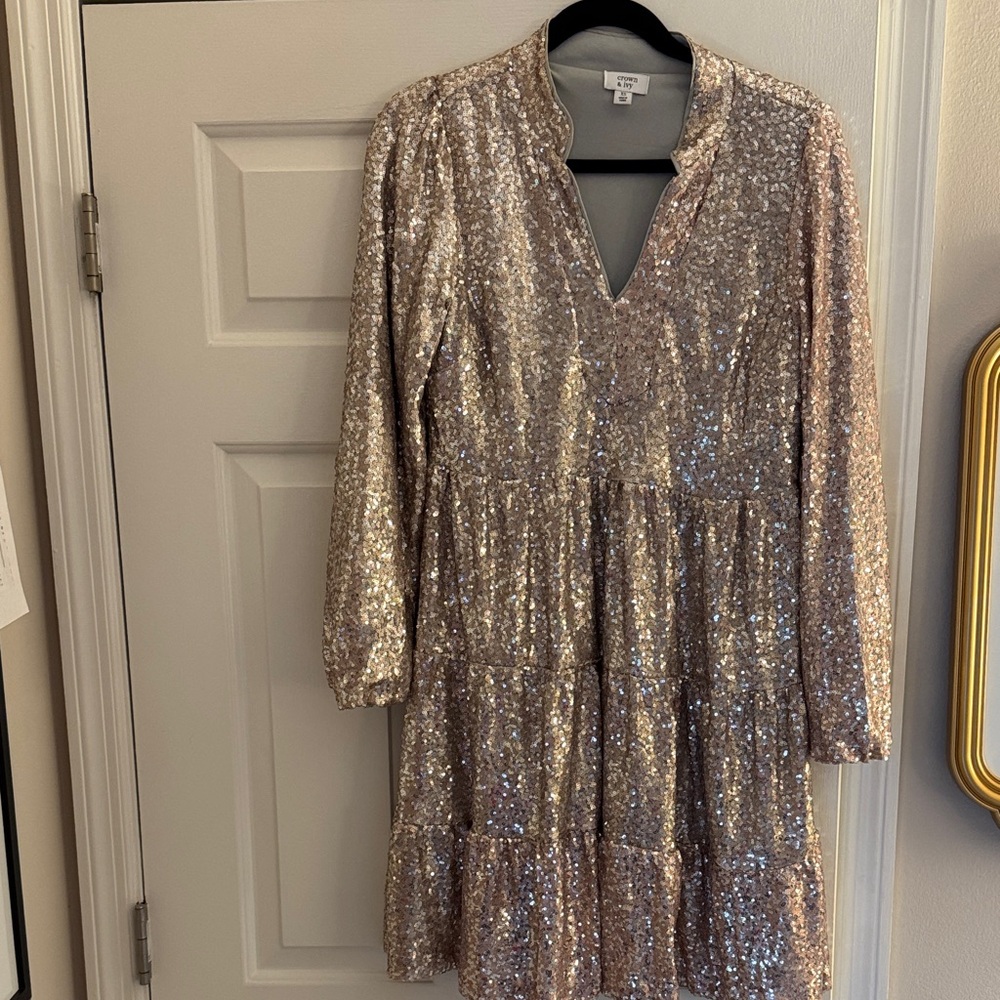 Sequin Long Sleeve Dress